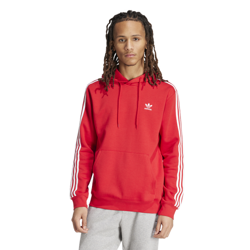 Mens Adidas Originals 3 Stripe Hoodie Red Red Size L