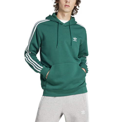 

adidas Originals Mens adidas Originals 3 Stripe Fleece Hoodie - Mens Collegiate Green Size XL