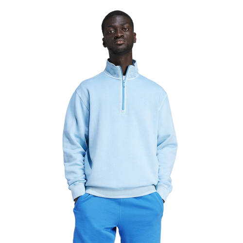 

adidas Originals Mens adidas Originals Trefoil Essentials+ Lifestyle Dye Half-Zip Crew - Mens Semi Blue Burst Size XXL