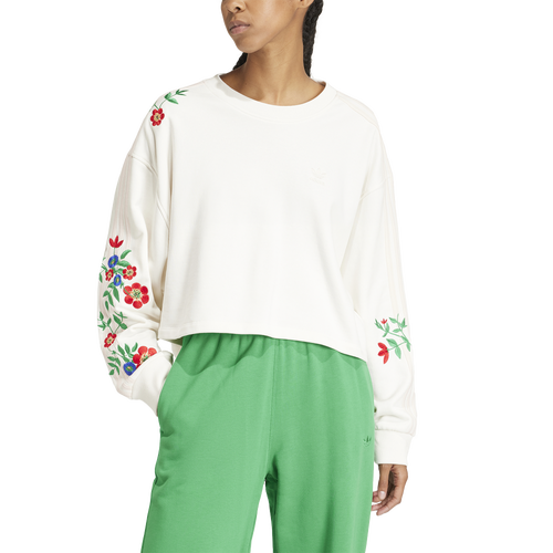 Adidas Originals Womens  Fashion Lifestyle Graphics Floral Sweatshirt In White