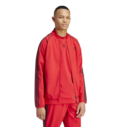 Adidas Originals Sst Bonded Jacket In Black/red