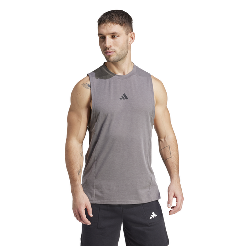 Adidas Originals Mens Adidas Designed For Training Workout Tank Top In Charcoal