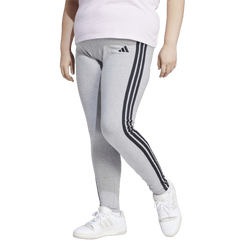 Women's - adidas Essentials 3-Stripes Cotton Leggings (Plus Size) - Medium Grey Heather/Black