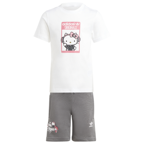 

adidas Originals adidas Originals Hello Kitty T-Shirt & Shorts Set - Girls' Preschool White/Grey Size XS