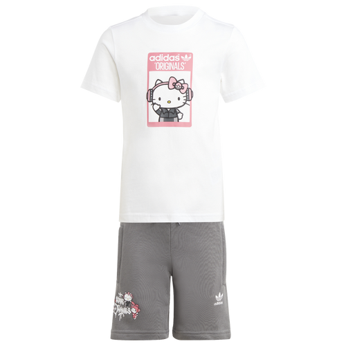 

adidas Originals adidas Originals Hello Kitty T-Shirt & Shorts Set - Girls' Preschool Gray/White Size 4T