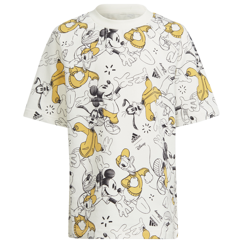 Shop Adidas Originals Boys Adidas Disney Mickey Mouse T-shirt In Off White/preloved Yellow/black