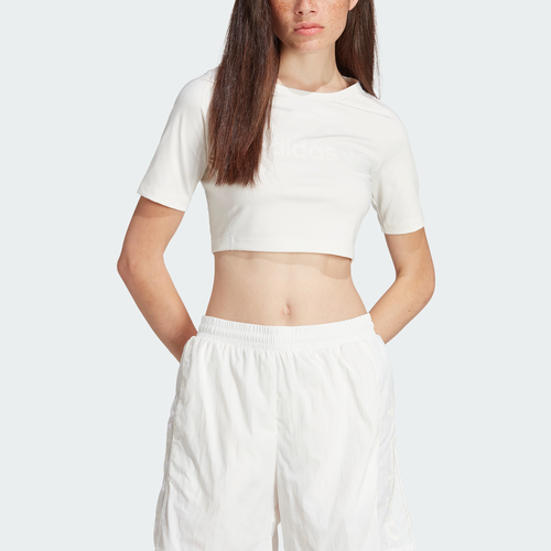 Shop Adidas Originals Womens  Ny Lifestyle Tight T-shirt In Cloud White