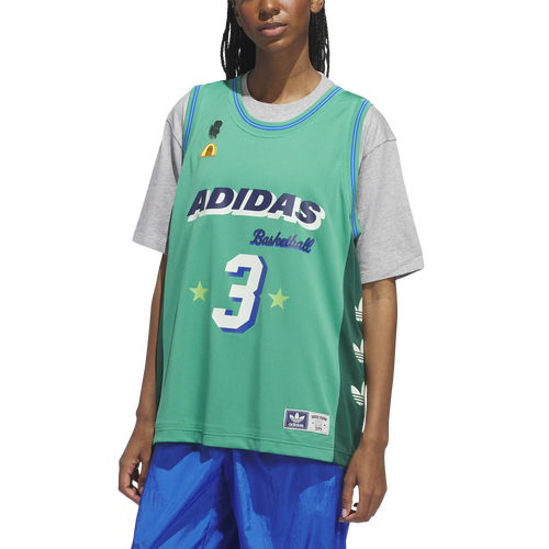 

adidas Originals adidas Originals Hoop York City Basketball Jersey - Mens Semi Court Green/Collegiate Green Size M