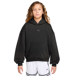 Boys' Grade School - Nike Brush Fleece Pullover Hoodie - Black/Beige