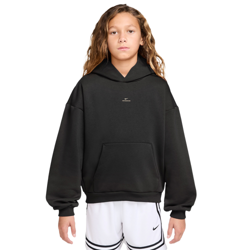 BOYS - Nike Brush Fleece Pullover Hoodie - Black/Beige