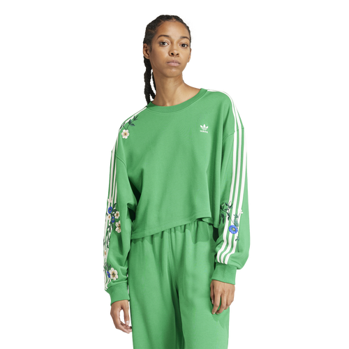Shop Adidas Originals Womens  Fashion Lifestyle Graphics Floral Sweatshirt In Green