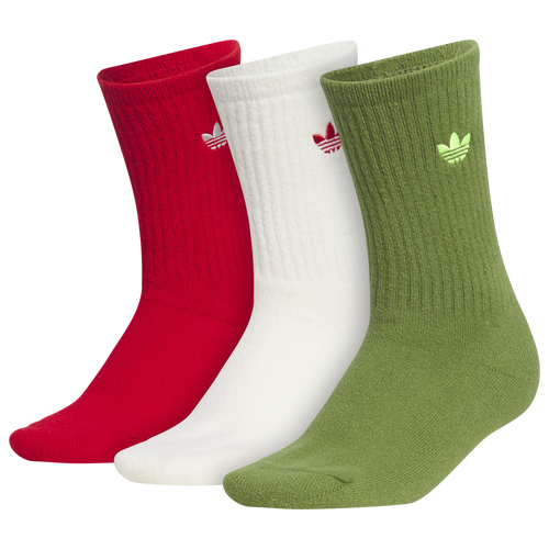 Adidas Originals Womens  Xmas Comfort Crew Socks 3 Pack In White/green/red