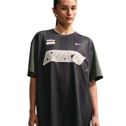 Women's - Nike Striped Jersey Mini Dress - Gridiron/White/Camo Green