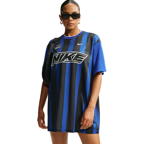 WOMENS - Nike Striped Jersey Mini Dress - Old Royal/White Black