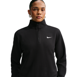 Women's - Nike Studio Fleece Midweight Quarter Zip - Total Black/Sail