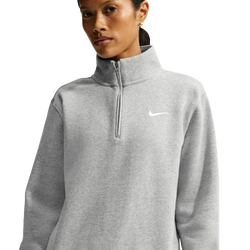 Women's - Nike Studio Fleece Midweight Quarter Zip - Dark Grey Heather/Sail