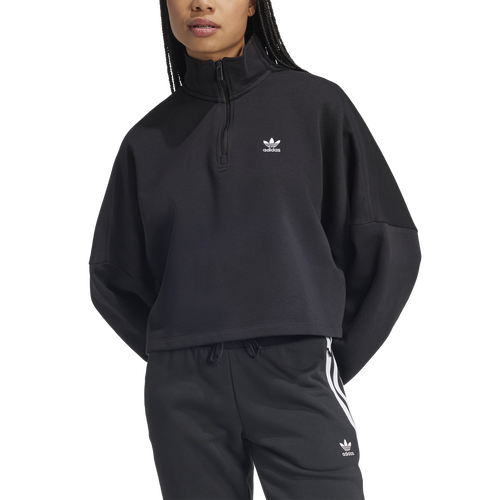 WOMENS - adidas Originals Trefoil Essentials H/Z Lifestyle Sweatshirt  - Black