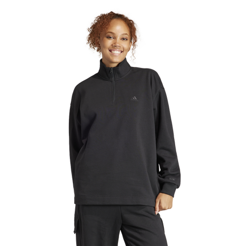 

adidas Womens adidas ALL SZN Fleece Quarter-Zip Sweatshirt - Womens Black Size XS