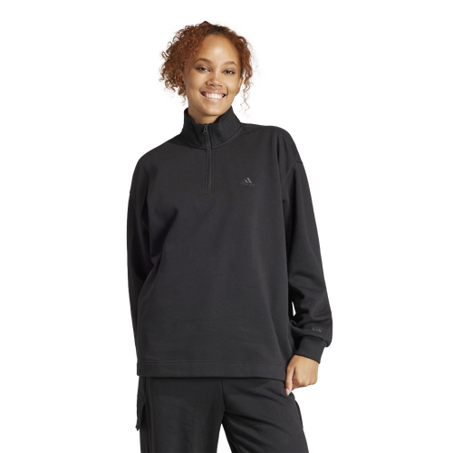 

adidas Womens adidas ALL SZN Fleece Quarter-Zip Sweatshirt - Womens Black Size L