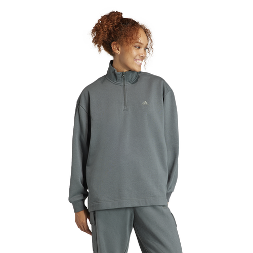 

adidas Womens adidas ALL SZN Fleece Quarter-Zip Sweatshirt - Womens Ivy Size L