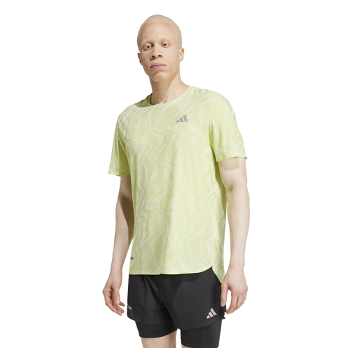 

adidas Mens adidas Ultimate Heat.RDY Engineered Run Short Sleeve T-Shirt - Mens Pulse Lime/Pulse Lime Size M