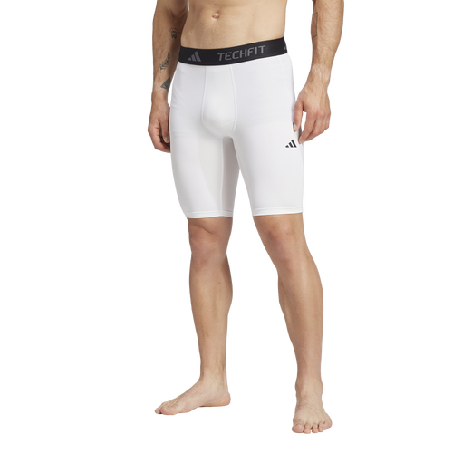 

adidas Mens adidas Techfit Control Short-Tight Training Leggings - Mens White Size S