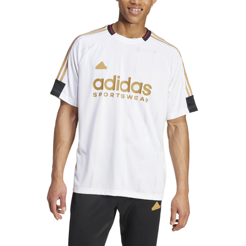 

adidas Mens adidas Tiro NTPK T-Shirt - Mens White/Gold Size M