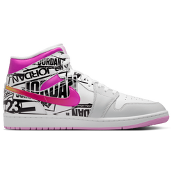 Men's - Jordan Air Jordan 1 Mid SE - Off White/Fire Pink/University Red