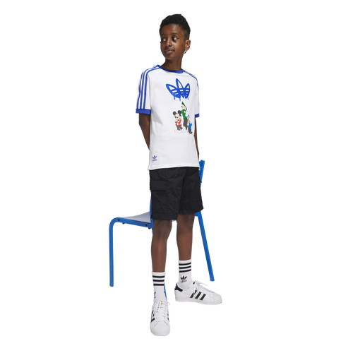 

adidas Originals Boys adidas Originals Disney Mickey & Friends Short Sleeve T-Shirt - Boys' Grade School Semi Lucid Blue/White Size S