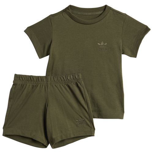 

adidas Originals Girls adidas Originals Trefoil Essentials Shorts and T-Shirt Set - Girls' Toddler Olive Strata Size 3T