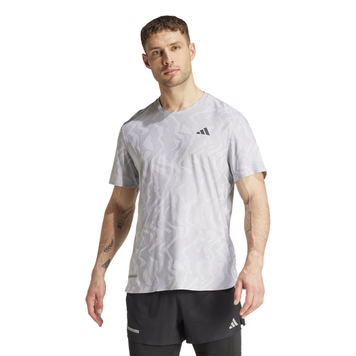 

adidas Mens adidas Ultimate Heat.RDY Engineered Run Short Sleeve T-Shirt - Mens Halo Silver/Halo Silver Size M