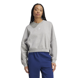 Women's - adidas Originals Trefoil Essentials Fleece Sweater  - Medium Grey Heather/Medium Grey Heather