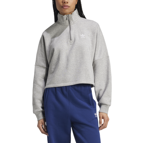 WOMENS - adidas Originals Trefoil Essentials H/Z Sweatshirt - Medium Grey Heather