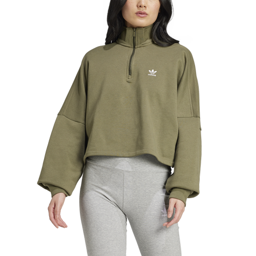 

adidas Originals Womens adidas Originals Trefoil Essentials H/Z Lifestyle Sweatshirt - Womens Olive Strata Size L