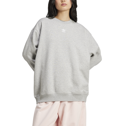 WOMENS - adidas Originals Essentials Fleece Oversized Crewneck Sweater - Medium Grey Heather