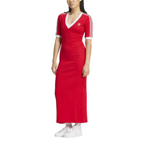 

adidas Originals Womens adidas Originals adicolor 3 Stripes Lifestyle Knit V Neck Dress - Womens Better Scarlet Size L