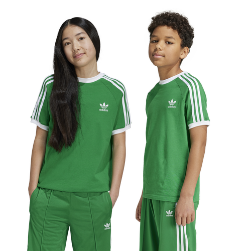 Shop Adidas Originals Boys   3 Stripe T-shirt In Green