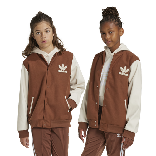 

adidas Originals Boys adidas Originals Varsity Jacket - Boys' Grade School Brown/White Size S