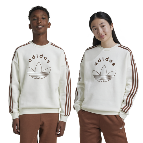 Shop Adidas Originals Girls   Olympic Sport Crew In White/brown