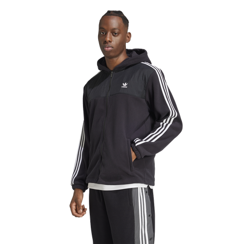 

adidas Originals Mens adidas Originals adicolor 3-Stripes Fleece Lifestyle Hoodie - Mens Black Size L