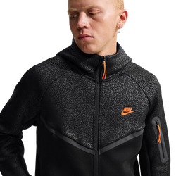 Men's - Nike Tech Fleece Full-Zip Windrunner Hoodie - Black/Orange