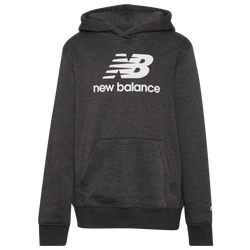 Boys' Grade School - New Balance Stacked Logo Hoodie - Charcoal Heather/White