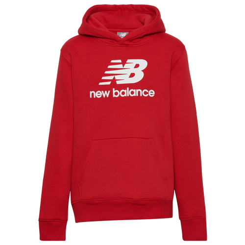 

Boys New Balance New Balance Stacked Logo Hoodie - Boys' Grade School Team Red/White Size L