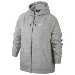 Women's - Nike Plus Size Essential Fleece Hoodie Full-Zip - Dark Grey Heather