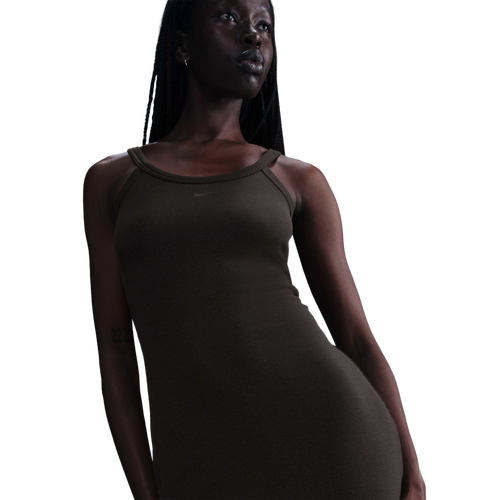 WOMENS - Nike NSW Chill Knit Rib Tank Dress - Velvet Brown