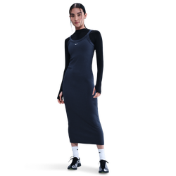 Women's - Nike NSW Chill Knit Rib Tank Dress - Sail/Midnight Navy
