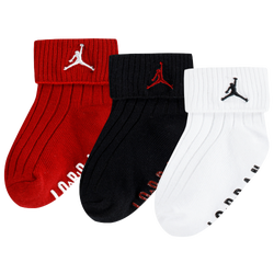 Boys' Infant - Jordan Essentials Ribbed Gripper Socks 3 Pack - Black/White/Red