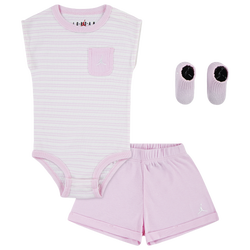 Girls' Infant - Jordan Essentials Striped 3 Piece Box Set - Pink Foam/White