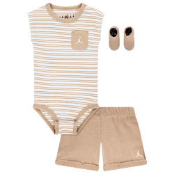 Boys' Infant - Jordan Essentials Striped 3 Piece Box Set - Hemp/White