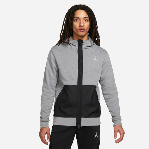 

Jordan Mens Jordan Dri-FIT Sport Statement Fleece Full-Zip - Mens Carbon Heather/Black/Reflective Silver Size M